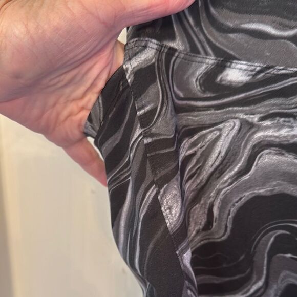 Pink Active Black and Gray Marble Print Gym Shorts - Picture 3 of 5